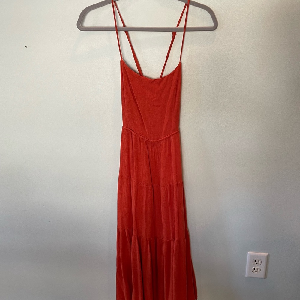 Orange crisscross back beach dress
